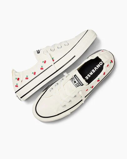 White / Red / Green Converse Chuck Taylor All Star Shoreline Cherry Women Slip On Shoes UK | C-96324879